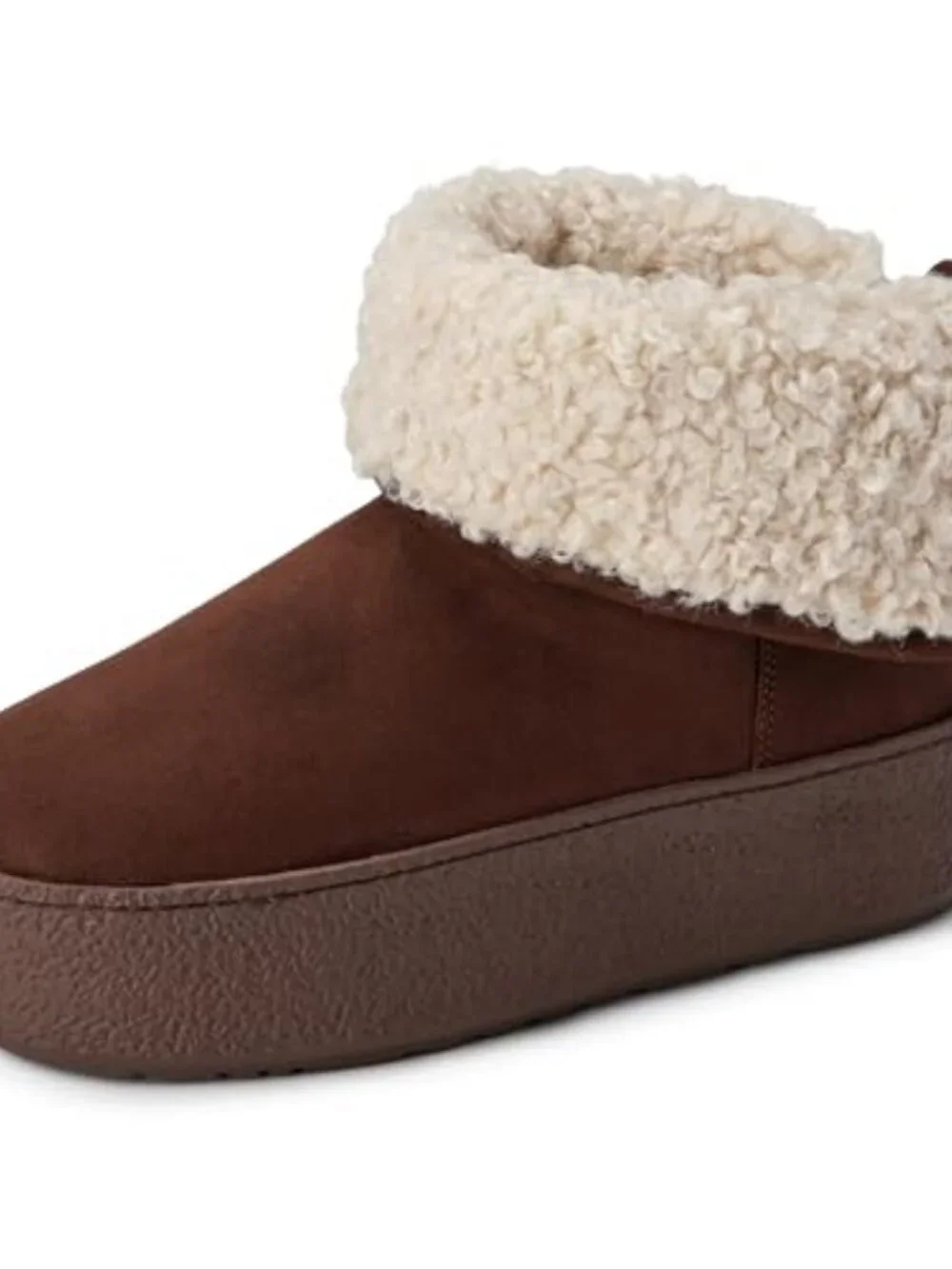Faux Shearling Lined Platform Ankle Boots with Memory Foam